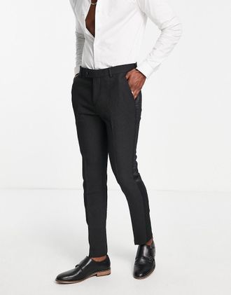 Bolongaro Trevor jacquard skinny fit tuxedo suit trouser-Black