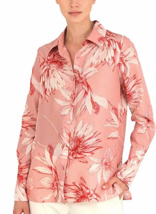 Rani Arabella Classic Silk Dahlia Shirt In Pink