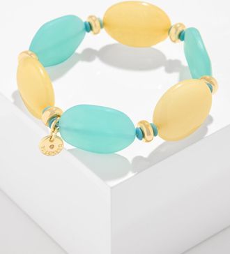 Talbots Garden Gems Stretch Bracelet - Sea Salt Blue / Gold - 001 Talbots