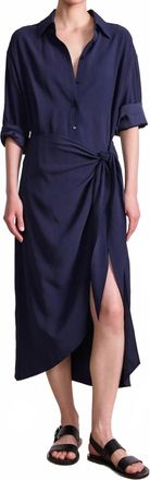 Apiece Apart Alessandra Sarong Shirt Dress In Midnight