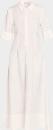 SIMKHAI Claudine Linen-Blend Midi Shirtdress