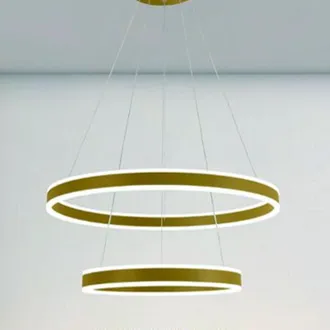 Trade Shop Trade Shop Traesio - Trade Shop - Lampadario A Sospensione Led Moderno Doppio Cerchio Oro 58w Con Telecomando 31883