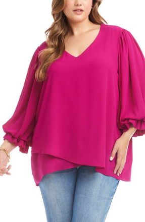 Karen Kane Crossover Hem Asymmetric Top in Magenta at Nordstrom, Size 0X
