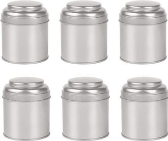 OEM Un Juego De 6 Cajas De T&eacute; Plateadas Con Tapas De Doble Cierre