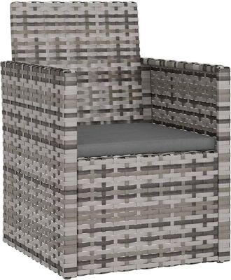 vidaXL Sill&oacute;n De Jard&iacute;n Con Coj&iacute;n Rat&aacute;n Sint&eacute;tico Gris Vidaxl