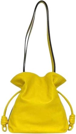 Loewe Pre-owned Bucket Bags, female, Yellow, Size: ONE SIZE Pre-owned Nappa Leather Shoulder Tote Bag
