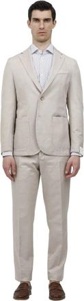 L.B.M. 1911 Gewassen stoffen jurk met resca-verwerking - Heren - Business pakken - Beige - M - Kostuums