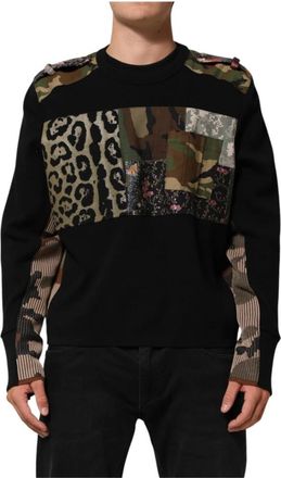 Dolce & Gabbana Trui met ronde hals - Heren - Sweatshirts - Zwart - M - Katoen - Hoodies & sweatvesten