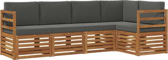 vidaXL Conjunto De Sof&aacute;s De Exterior 5 Uds. Natural Y Antracita Vidaxl