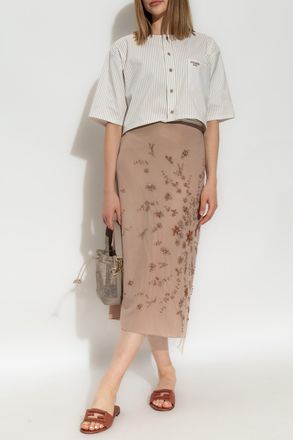 Fendi Skirt With Decorative Finish, Womens, Beige