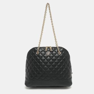 Carolina Herrera Black Quilted Leather Chain Satchel