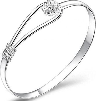 Generic 1Pc Women Jewelry 925 Sterling Silver Plated Solid Silver Cuff Bracelet Fashion Bangle Curb Chains Fashion with Nice