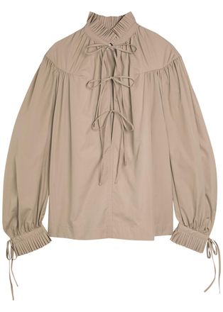 Dries Van Noten Catya Pleated Cotton-poplin Shirt - Sand - S (UK8-10 / S)