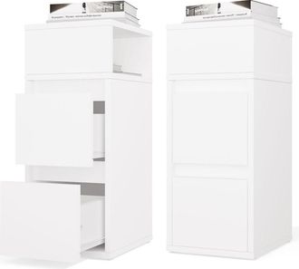 Topeshop York - Mesita De Noche Con Estante Y 2 Cajones Para Dormitorio - 27x65x32 Cm - Blanco