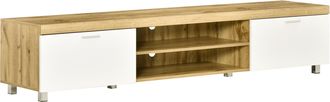 HOMCOM Modern TV Unit - TV Cabinet For TVs Up To 90 Inches - Entertainment Center With Drawer Shelf For Living Room - Bedroom - Oak And White Unit 90 W/ R