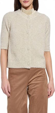 Lyss&eacute; Kennedy Lurex Feather Cardigan In Silky Cream