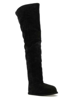 Amina Muaddi Womens Black Suede Heidi Over-The-Knee Boots Blkivory Stivali