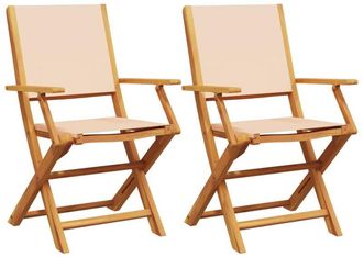 vidaXL Vidaxl - Sillas de jardín 2 uds madera maciza acacia y tela beige
