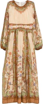 Zimmermann Kleedjes, Dames, Beige, M, Katoen, Indra Waisted Maxi Jurk