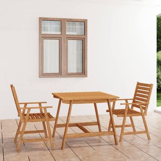 Berkfield Home 3 Piece Garden Dining Set Solid Acacia Wood in Brown