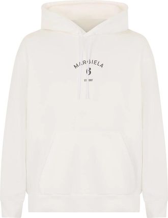 Maison Margiela Hoodie met opgedrukte logo - Heren - Hoodies - Wit - XL - Katoen - Hoodies & sweatvesten