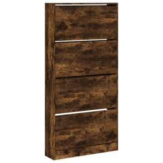 vidaXL Vidaxl - Mueble Zapatero 4 Cajones Abatibles Roble Ahumado 80x21x163,5cm