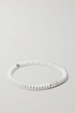 Lauren Rubinski Collana In Argento Sterling E Smalto Con Perline Happy - Bianco