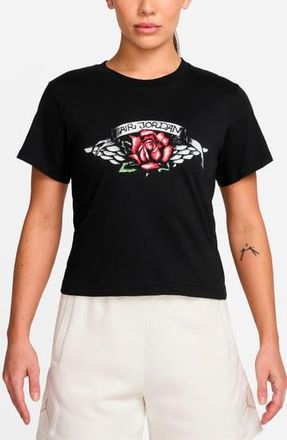 Nike Jordan Logo Graphic Baby Tee in Black/White at Nordstrom Rack, Size X-Large