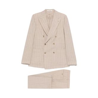 Tagliatore Double Breasted Suits, male, Beige, Size: M Double-Breasted Wool Suit