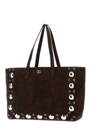 Valentino Garavani Mens Dark Brown Suede Nellc&atilde;te Shopping Bag Testadimoro Borse A Mano