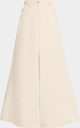 Brunello Cucinelli Garment Dyed Twill Maxi Wide-Leg Jeans