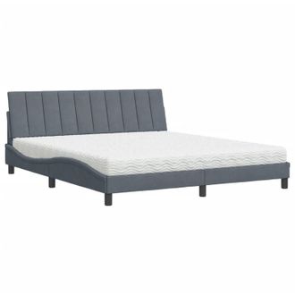 vidaXL Vidaxl - Cama Con Colch&oacute;n Terciopelo Gris Oscuro 180x200 Cm