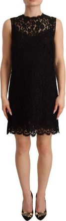 Dolce & Gabbana Womens Black Floral Lace Sheath Sleeveless Mini Dress - Size 8 UK