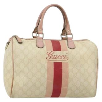 Gucci Pre-owned Handbags, female, Beige, Size: ONE SIZE Pre-owned Vintage Boston Bag