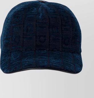 Ferragamo embroidered curved brim textured fabric hats