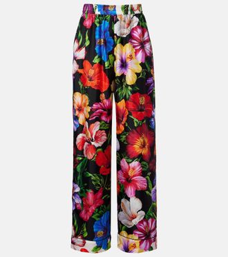 Dolce & Gabbana Floral silk satin palazzo pants