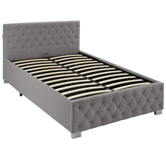 TecTake Cama tapizada con LED y somier abatible, 200kg, 120x200cm, gris oscuro