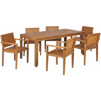 Beliani Set da pranzo da giardino con sedie per 6 persone 180 x 90 cm Baratti