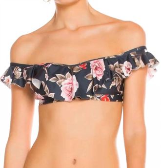 Agua Bendita Emily Jasmine Bandeau Bikini Top In Black Floral