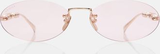 Gucci Occhiali da sole ovali con logo