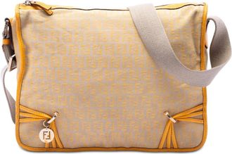 Fendi Pre-owned Fendi Zucchino Canvas F Charm Crossbody Ladies 5SJ2SPXVU4SCR2T9