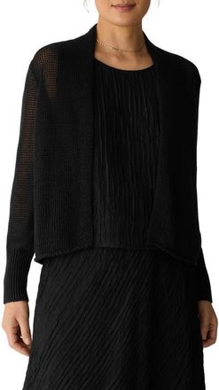 Eileen Fisher Open Front Organic Cotton Cardigan in Black at Nordstrom, Size Xx-Small