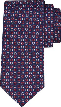 Ferragamo Navy Blue Gancini Logo Tie