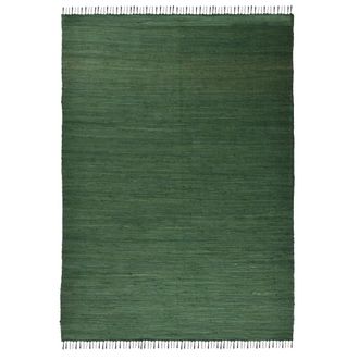THEKO Alfombra reversible de algod&oacute;n tejida a mano - verde - 160x230 cm
