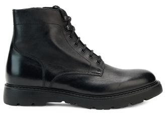 Doucal's Lace-Up Calfskin Ankle Boot - Black