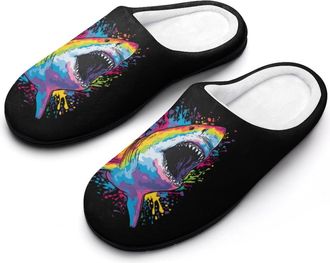 Generic Bite Colorful Shark Funny Mens Cotton Slippers Soft Non-Slip Rubber Sole House Slipper Indoor Outdoor