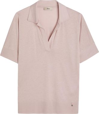 Herno Fine-knit Polo top - Light Pink - 48 (UK16 / XL)