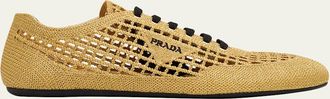 Prada Metallic Crochet Low-Top Sneakers
