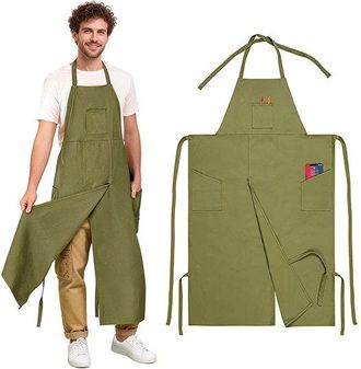 No Brand Delantal De Lona - 76 X 113 Cm - Impermeable - Para Peluquer&iacute;a, Jardiner&iacute;a, Barbacoa, Cocina Y Cer&aacute;mica - Delantal Ajustable Con Perneras Divididas Y 