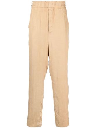 Saint Laurent straight-leg silk-blend trousers - men - Silk/Linen/Flax - 46 - Neutrals
